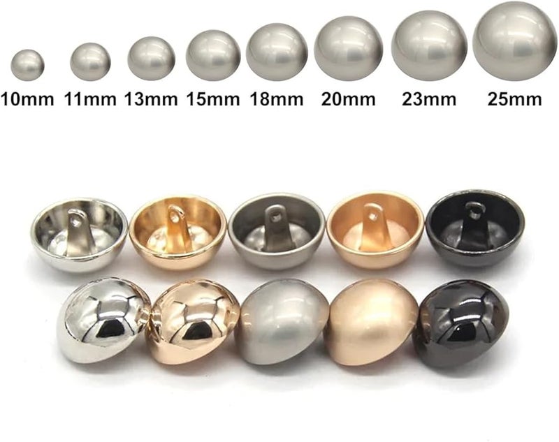 Silver 20mm 6PCS Half Round Metal Sewing Buttons For Coats Windbreakers Knit Bags - Image 4